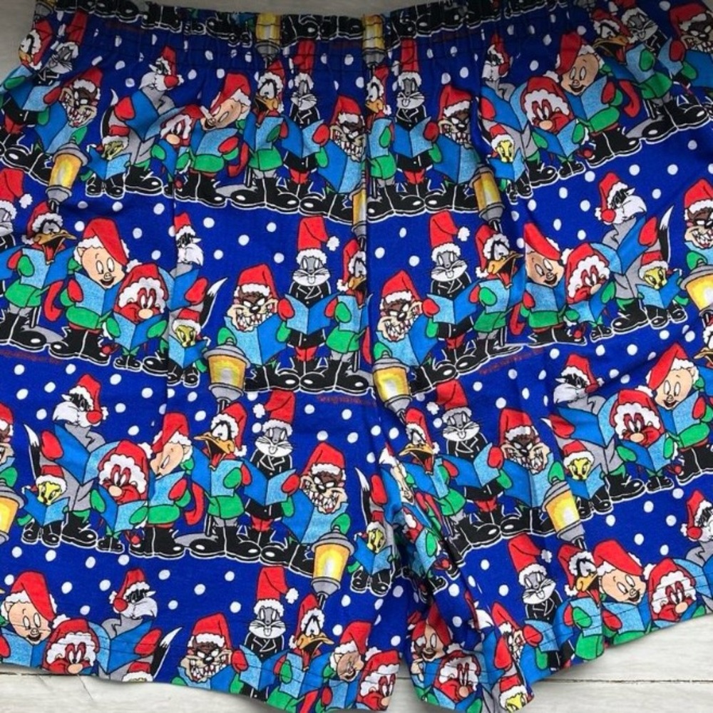 Vintage Men’s Looney Tunes Christmas Flannel Boxers